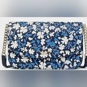 Kate Spade NY Kristi Chain Flap Crossbody Blue/Navy Floral KB683 NWT